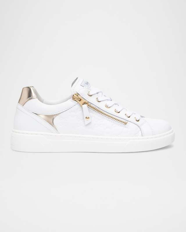 Leather Side Zip Low-Top Sneakers
